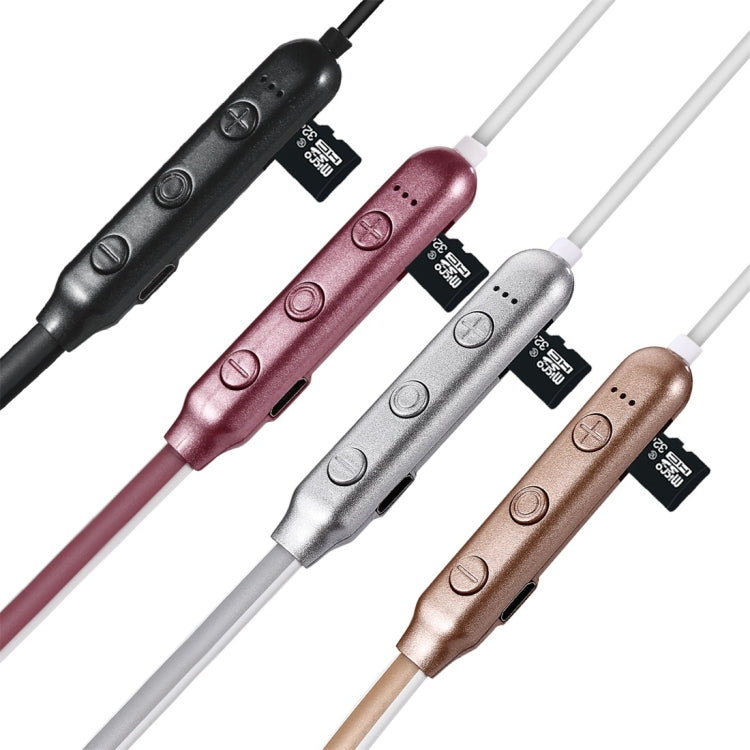 F106 Bluetooth 4.2 Hanging Neck Design Bluetooth Headset, Support Music Play & Switching & Volume Control & Answer(Rose Gold)