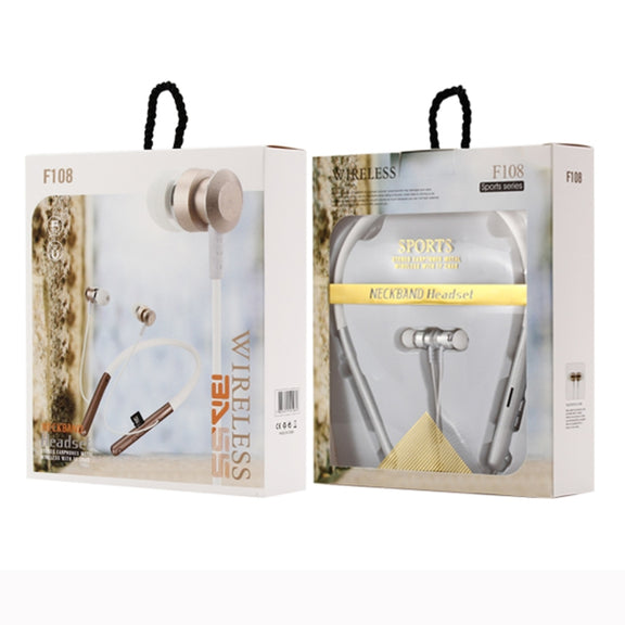 F108 Bluetooth 4.2 Hanging Neck Design Bluetooth Headset, Support Music Play & Switching & Volume Control & Answer(Silver)