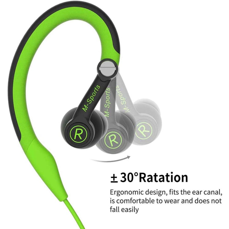 Mucro MB-232 Running In-Ear Sport Earbuds Earhook Wired Stereo Headphones for Jogging Gym(Green)