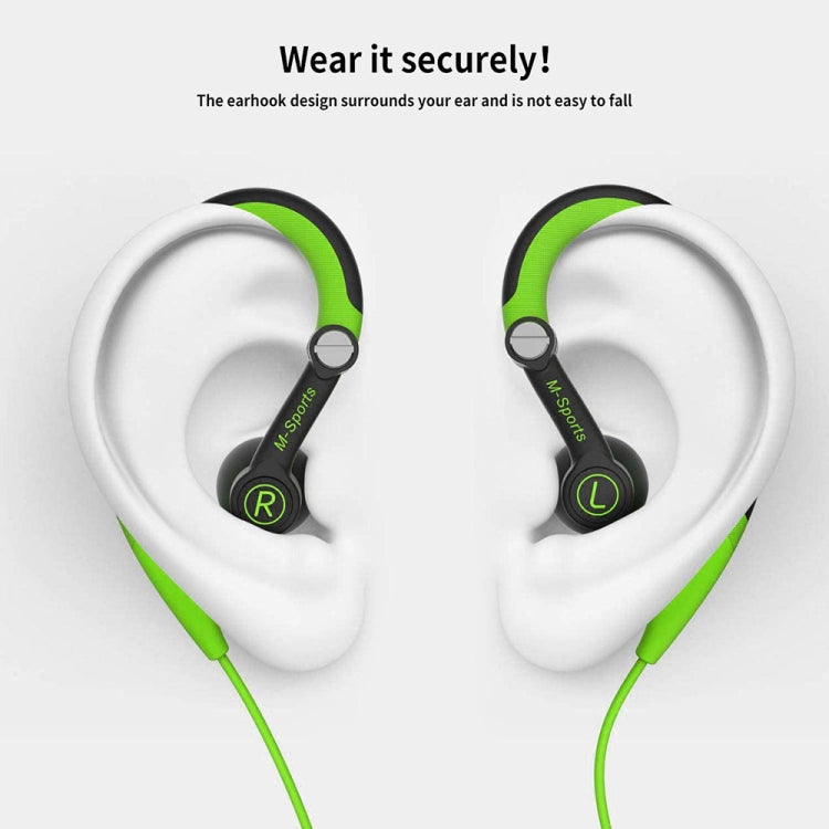 Mucro MB-232 Running In-Ear Sport Earbuds Earhook Wired Stereo Headphones for Jogging Gym(Green)