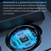 M9 Bluetooth 5.1 TWS Mirror Digital Display Wireless Bluetooth Earphone with Charging Box Flashlight , Support Touch & Siri & Battery Display(Black)