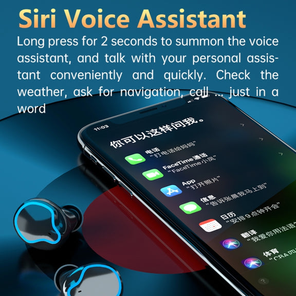 M9 Bluetooth 5.1 TWS Mirror Digital Display Wireless Bluetooth Earphone with Charging Box Flashlight , Support Touch & Siri & Battery Display(Black)