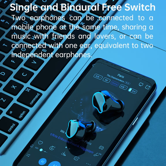 M9 Bluetooth 5.1 TWS Mirror Digital Display Wireless Bluetooth Earphone with Charging Box Flashlight , Support Touch & Siri & Battery Display(Black)