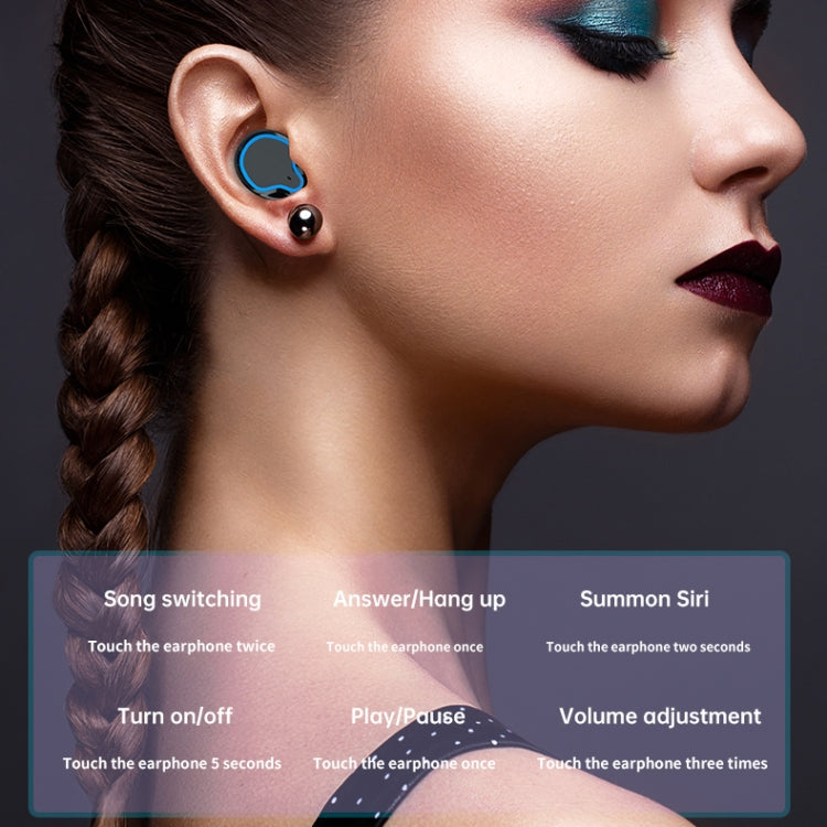 M9 Bluetooth 5.1 TWS Mirror Digital Display Wireless Bluetooth Earphone with Charging Box Flashlight , Support Touch & Siri & Battery Display(Black)