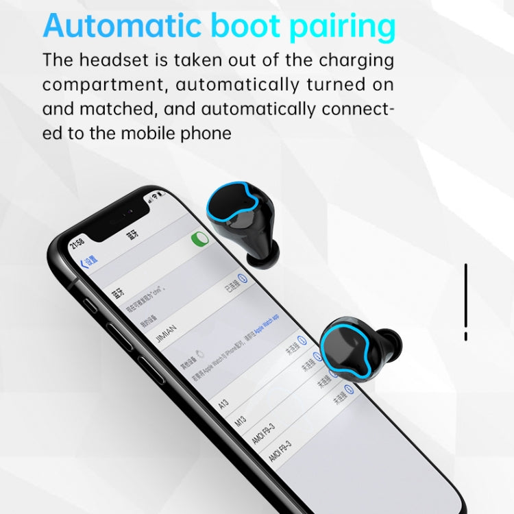 M9 Bluetooth 5.1 TWS Mirror Digital Display Wireless Bluetooth Earphone with Charging Box Flashlight , Support Touch & Siri & Battery Display(Black)