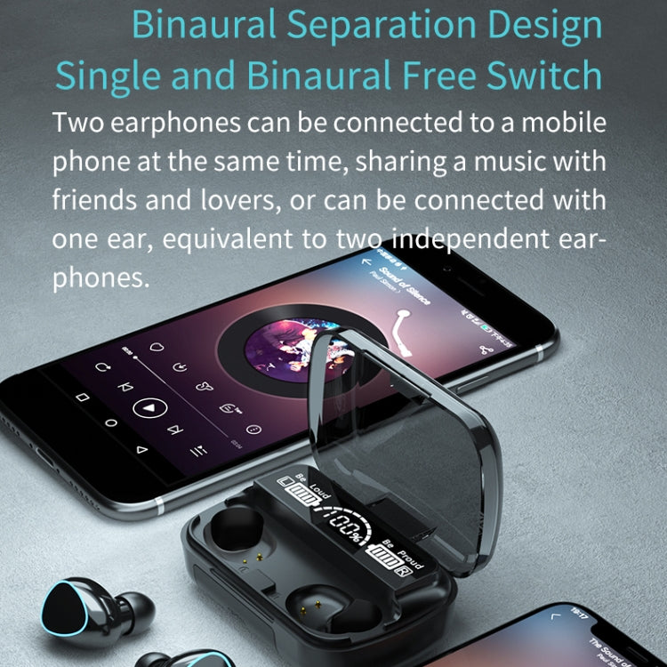 M10 Bluetooth 5.1 TWS Digital Display Wireless Bluetooth Earphone with Charging Box, Support Touch & Siri & Battery Display(Green)