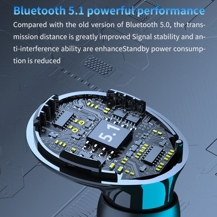 M10 Bluetooth 5.1 TWS Digital Display Wireless Bluetooth Earphone with Charging Box, Support Touch & Siri & Battery Display(Green)