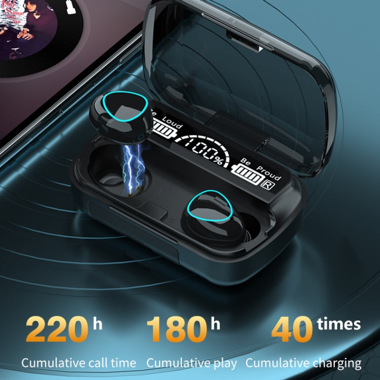 M10 Bluetooth 5.1 TWS Digital Display Wireless Bluetooth Earphone with Charging Box, Support Touch & Siri & Battery Display(Green)