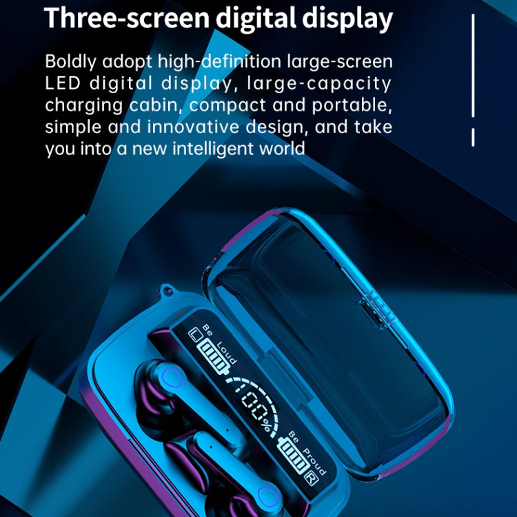 M19 Bluetooth 5.1 TWS Digital Display Wireless Bluetooth Earphone with Charging Box, Support Touch & Siri & Battery Display (Black)
