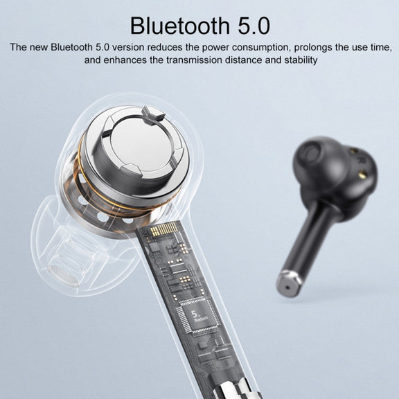 MI4 Bluetooth 5.0 LED Digital Display Intelligent Noise Reduction True Wireless Bluetooth Earphone (White)
