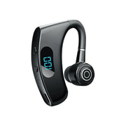 V12 Bluetooth 5.2 Business Hanging Ear Style Smart LED Digital Display Wireless Bluetooth Earphone with Charging Box (Black)