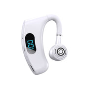 V12 Bluetooth 5.2 Business Hanging Ear Style Smart LED Digital Display Wireless Bluetooth Earphone with Charging Box (White)