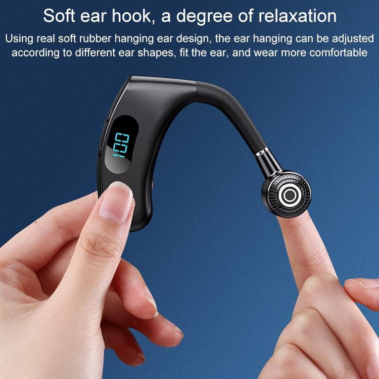 V12 Bluetooth 5.2 Business Hanging Ear Style Smart LED Digital Display Wireless Bluetooth Earphone with Charging Box (Red)
