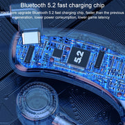 V12 Bluetooth 5.2 Business Hanging Ear Style Smart LED Digital Display Wireless Bluetooth Earphone with Charging Box (Red)