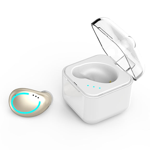 M-B8 Bluetooth 5.0 Mini Invisible In-ear Stereo Wireless Bluetooth Earphone with Charging Box (Gold)