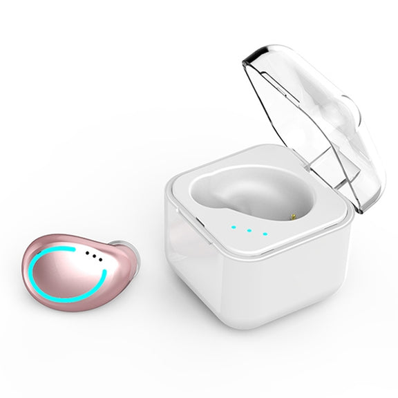 M-B8 Bluetooth 5.0 Mini Invisible In-ear Stereo Wireless Bluetooth Earphone with Charging Box (Rose Gold)
