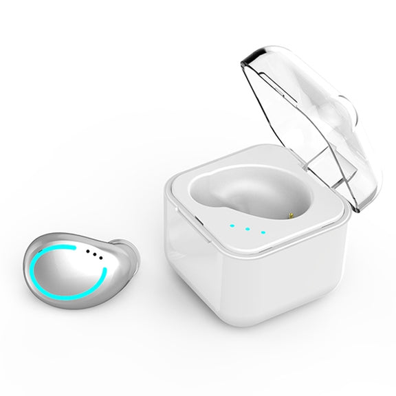 M-B8 Bluetooth 5.0 Mini Invisible In-ear Stereo Wireless Bluetooth Earphone with Charging Box (Silver)