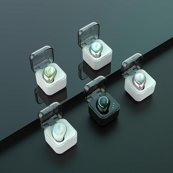 M-B8 Bluetooth 5.0 Mini Invisible In-ear Stereo Wireless Bluetooth Earphone with Charging Box (Silver)