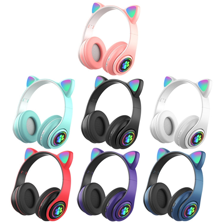 B39 Cat Ear Design LED Gradient Light Wireless Bluetooth Headset(Black)