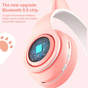 B39 Cat Ear Design LED Gradient Light Wireless Bluetooth Headset(Pink)