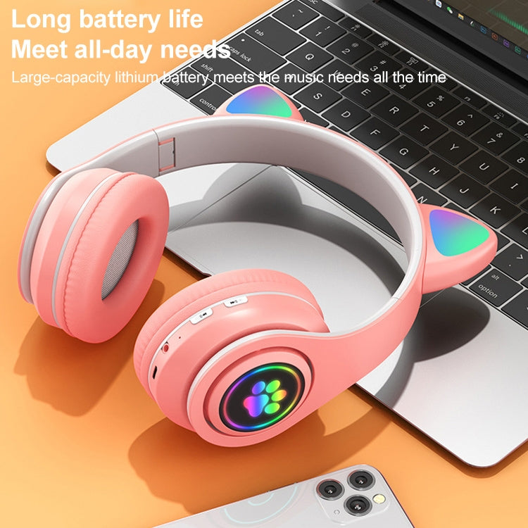 B39 Cat Ear Design LED Gradient Light Wireless Bluetooth Headset(Black)