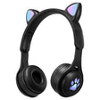 B30 Cat Paw Cat Ears Colorful Luminous Foldable Bluetooth Headset with 3.5mm Jack & TF Card Slot(Black) - Headset & Headphone by PMC TechLife | Online Shopping South Africa | PMC TechLife