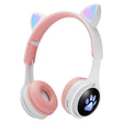 B30 Cat Paw Cat Ears Colorful Luminous Foldable Bluetooth Headset with 3.5mm Jack & TF Card Slot(White) - Headset & Headphone by PMC TechLife | Online Shopping South Africa | PMC TechLife