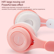 M6 Luminous Cat Ears Two-color Foldable Bluetooth Headset with 3.5mm Jack & TF Card Slot(White)