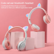 M6 Luminous Cat Ears Pure-color Foldable Bluetooth Headset with 3.5mm Jack & TF Card Slot (White)