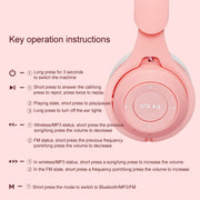 M6 Luminous Cat Ears Pure-color Foldable Bluetooth Headset with 3.5mm Jack & TF Card Slot (White)