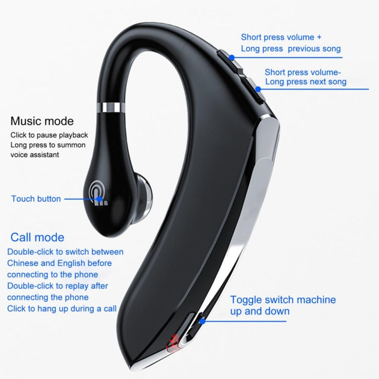 DS800 Bluetooth 5.0 Universal Hanging Ear Style Business Sports Wireless Bluetooth Earphone, Classic Version (Silver)