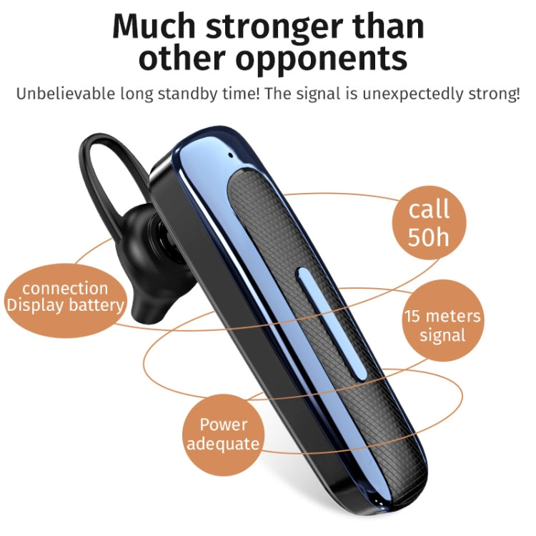 E1 Smart Noise Reduction Unilateral Ear-mounted Bluetooth Earphone (White Blue)