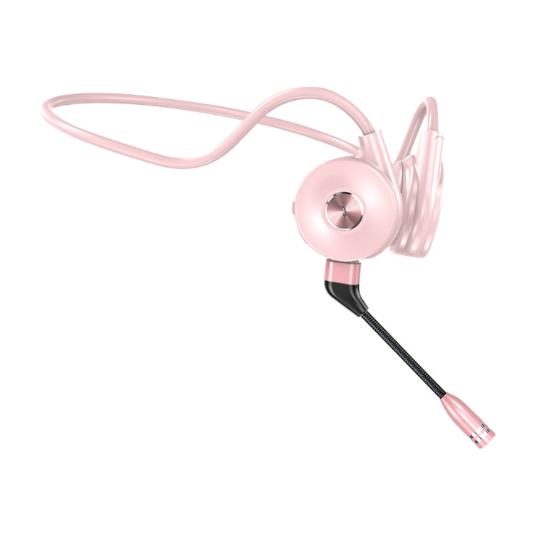 M-1 Back-mounted Touch Noise Reduction Bone Conduction Bluetooth Earphone with Detachable Microphone (Pink)