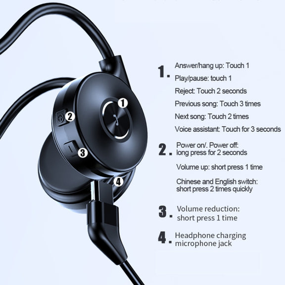 M-1 Back-mounted Touch Noise Reduction Bone Conduction Bluetooth Earphone with Detachable Microphone (Red)