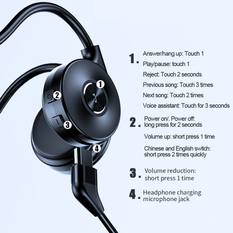 M-1 Back-mounted Touch Noise Reduction Bone Conduction Bluetooth Earphone with Detachable Microphone (Red)