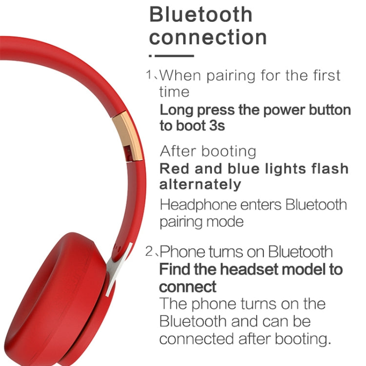 07S Folding Sports Computer Games Wireless Bluetooth V5.0 Headset with Mic (Red)
