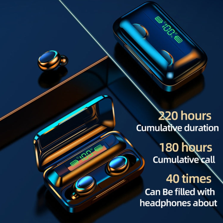 F9-5C LED Light + Digital Display Noise Reduction Bluetooth Earphone with Hand Strap(Black)