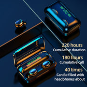 F9-5C LED Light + Digital Display Noise Reduction Bluetooth Earphone with Hand Strap(Black)