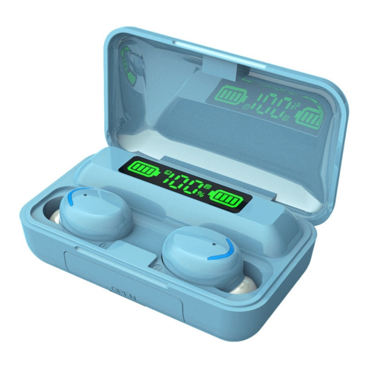 F9-5C Macaron Series LED Light + Digital Display Noise Reduction Bluetooth Earphone(Baby Blue)
