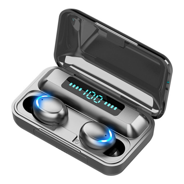 F9-5C Four-bar Breathing Light + Digital Display Noise Reduction Bluetooth Earphone(Black)