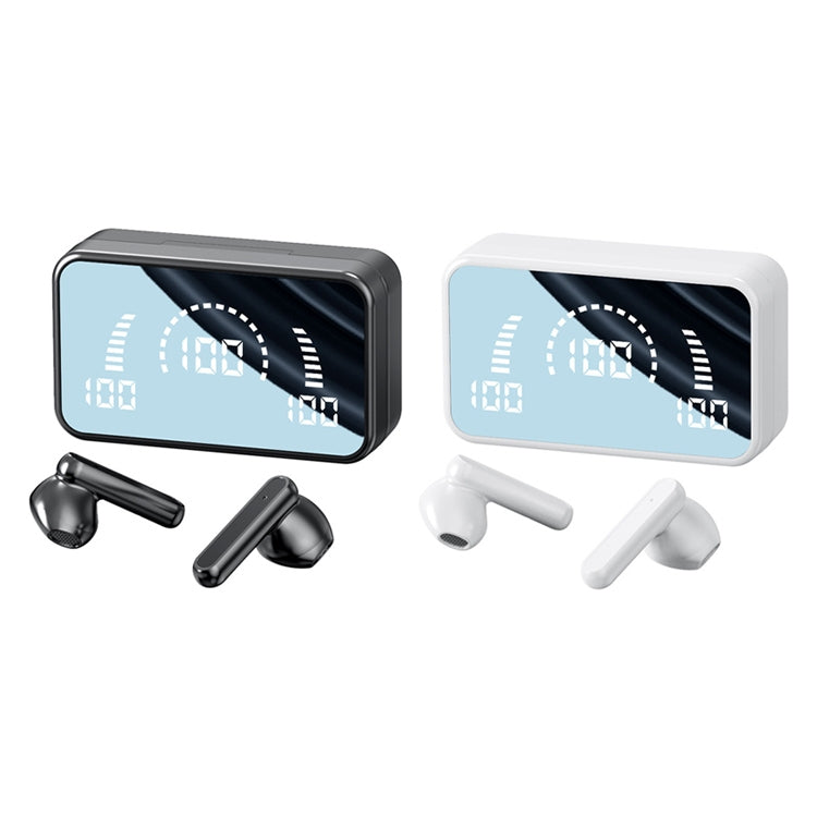 V9 Mirror Noodle Wireless Bluetooth Earphone with Charging Compartment (White)
