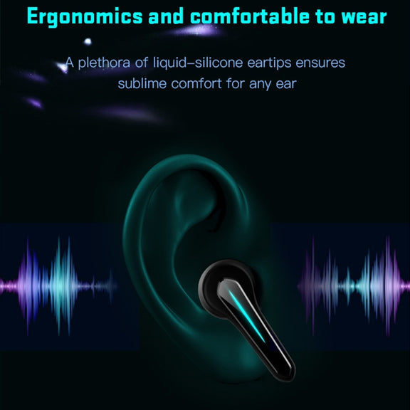 ETE-55 TWS Binaural Bluetooth 5.0 Low Latency Gaming Earphones (Black)
