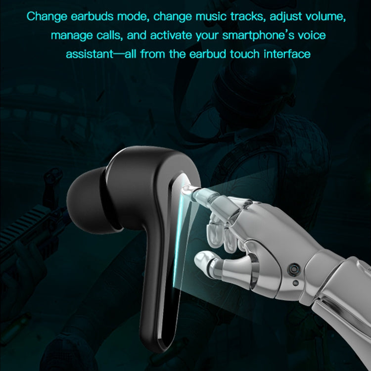 ETE-55 TWS Binaural Bluetooth 5.0 Low Latency Gaming Earphones (Black)