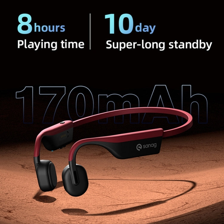 Sanag A9S Pro Air Conduction Bluetooth 5.1 HiFi Sports Earphone (Red Black)