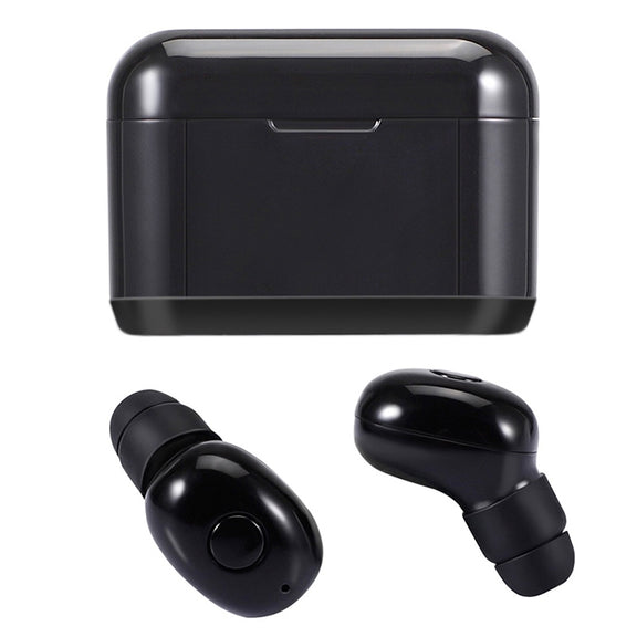 DT-4 IPX Water-resistant Bluetooth 5.0 Wireless Bluetooth Earphone with 350mAh Magnetic Charging Box, Support for Calling(Black)