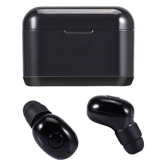 DT-4 IPX Water-resistant Bluetooth 5.0 Wireless Bluetooth Earphone with 350mAh Magnetic Charging Box, Support for Calling(Black)