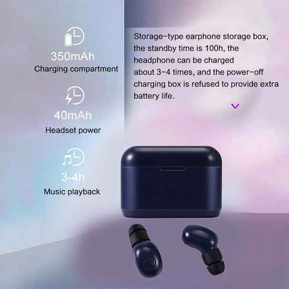 DT-4 IPX Water-resistant Bluetooth 5.0 Wireless Bluetooth Earphone with 350mAh Magnetic Charging Box, Support for Calling(Black)
