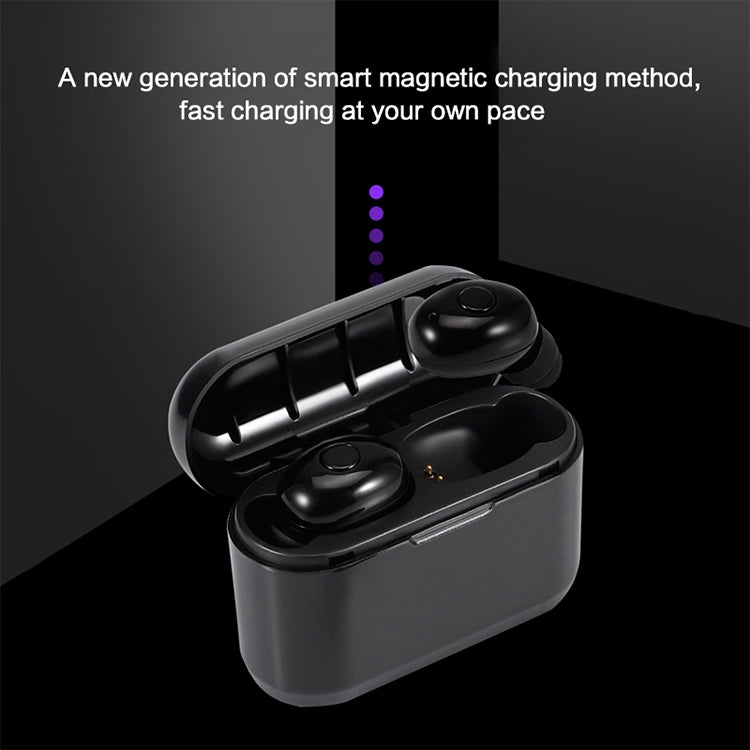 DT-4 IPX Water-resistant Bluetooth 5.0 Wireless Bluetooth Earphone with 350mAh Magnetic Charging Box, Support for Calling(Black)
