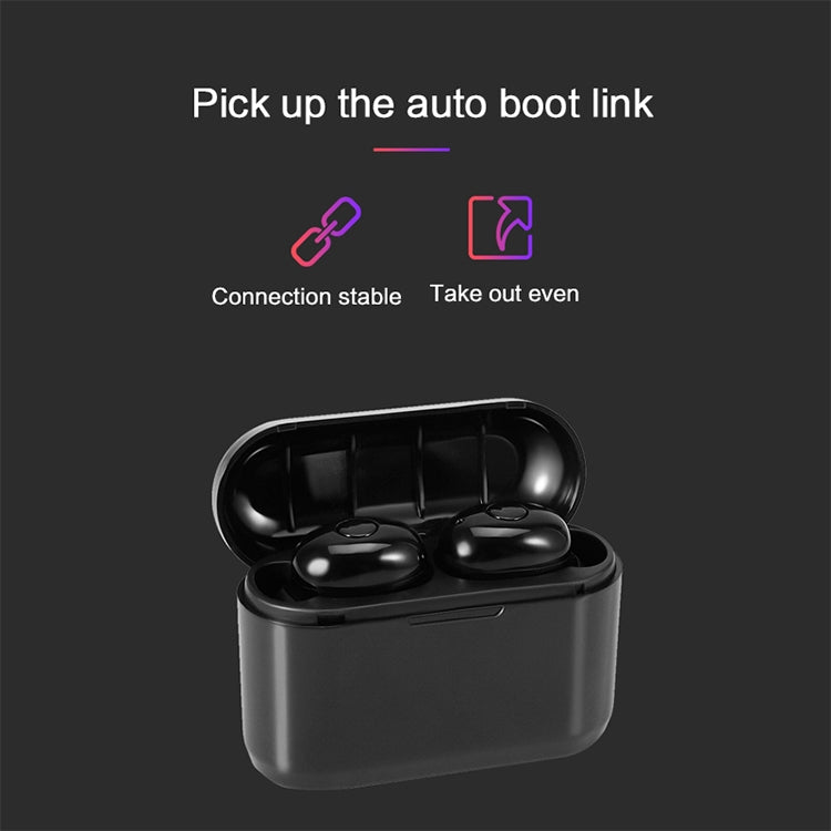 DT-4 IPX Water-resistant Bluetooth 5.0 Wireless Bluetooth Earphone with 350mAh Magnetic Charging Box, Support for Calling(Black)