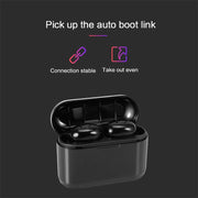 DT-4 IPX Water-resistant Bluetooth 5.0 Wireless Bluetooth Earphone with 350mAh Magnetic Charging Box, Support for Calling(Black)